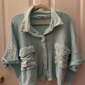 BUCKETLIST Light Blue Waffle Knit Crop Top